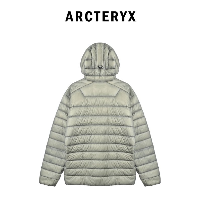 Sage Green Puffer Down Jacket with Orange Trim view