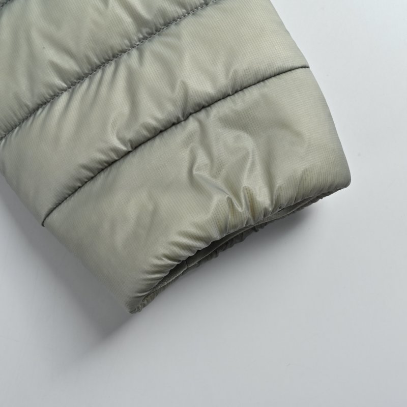 Sage Green Puffer Down Jacket with Orange Trim view