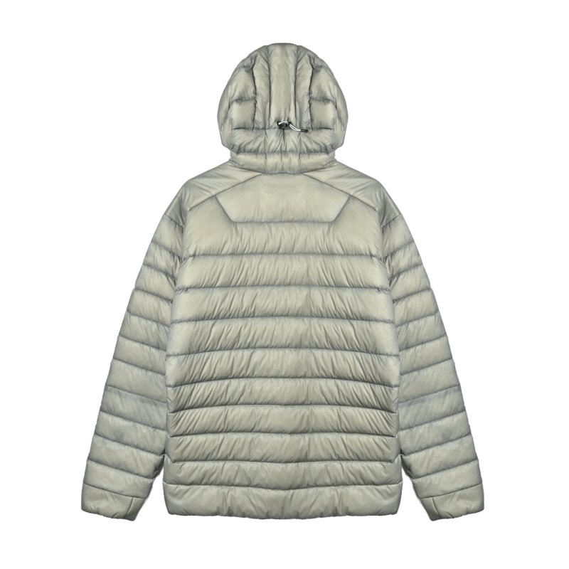 Sage Green Puffer Down Jacket with Orange Trim view