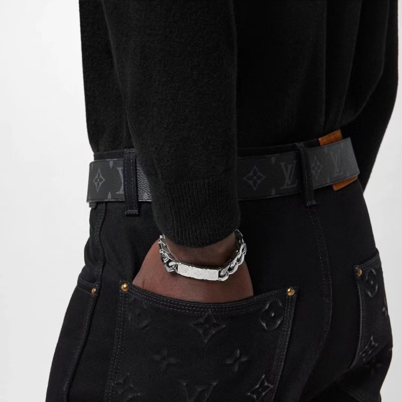 Louis Vuitton Monogram Chain Silver Cuba Link Bracelet view