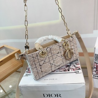 Dior Lady D-Joy Tweed Top Handle Bag Beige view 3