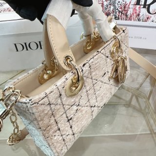 Dior Lady D-Joy Tweed Top Handle Bag Beige view 5