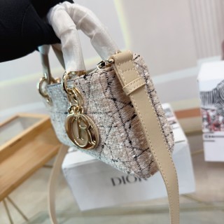 Dior Lady D-Joy Tweed Top Handle Bag Beige view 6