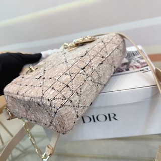 Dior Lady D-Joy Tweed Top Handle Bag Beige view 7