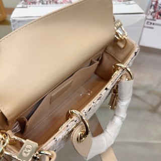 Dior Lady D-Joy Tweed Top Handle Bag Beige view 9