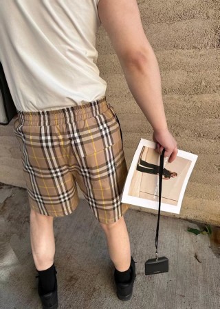 Burberry Check Shorts Beige & Navy view 3
