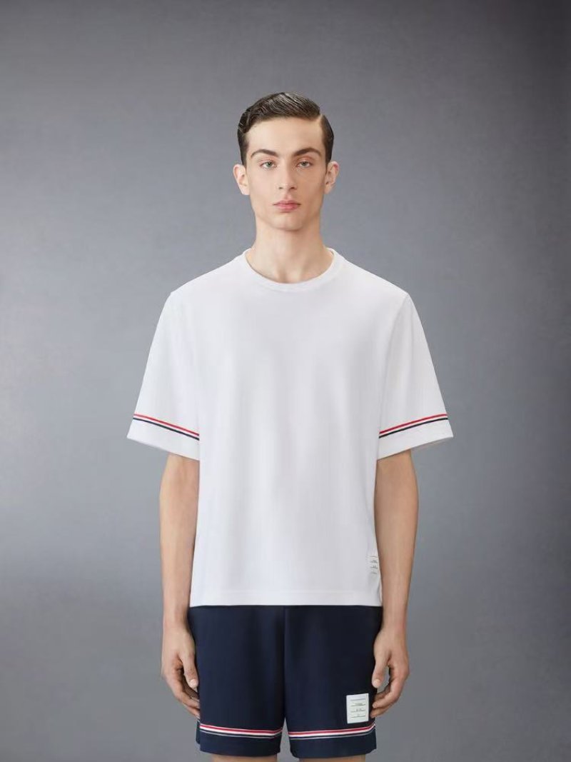 Thom Browne Striped Sleeve White T-Shirt view