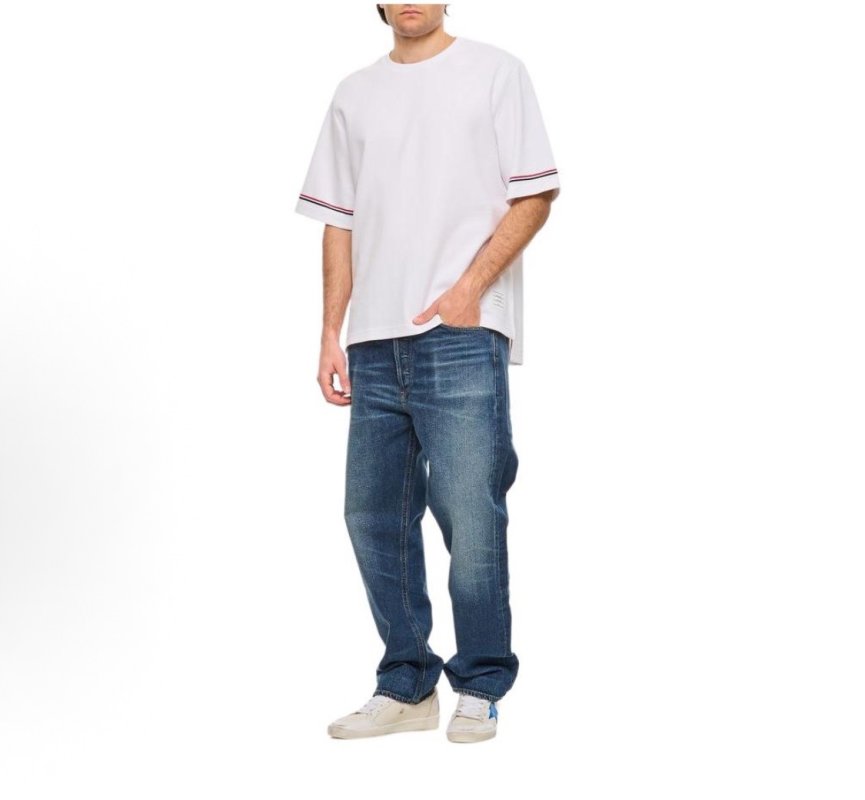 Thom Browne Striped Sleeve White T-Shirt view