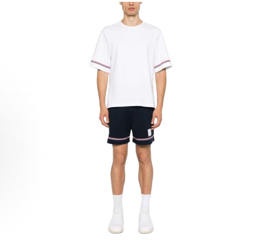 Thom Browne Striped Sleeve White T-Shirt view