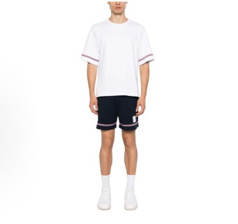 Thom Browne Striped Sleeve White T-Shirt view 6