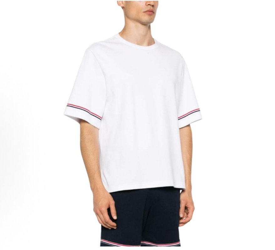Thom Browne Striped Sleeve White T-Shirt view
