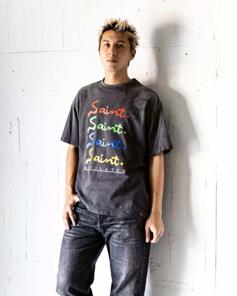 Saint Michael Multicolor Signature T-Shirt Black view