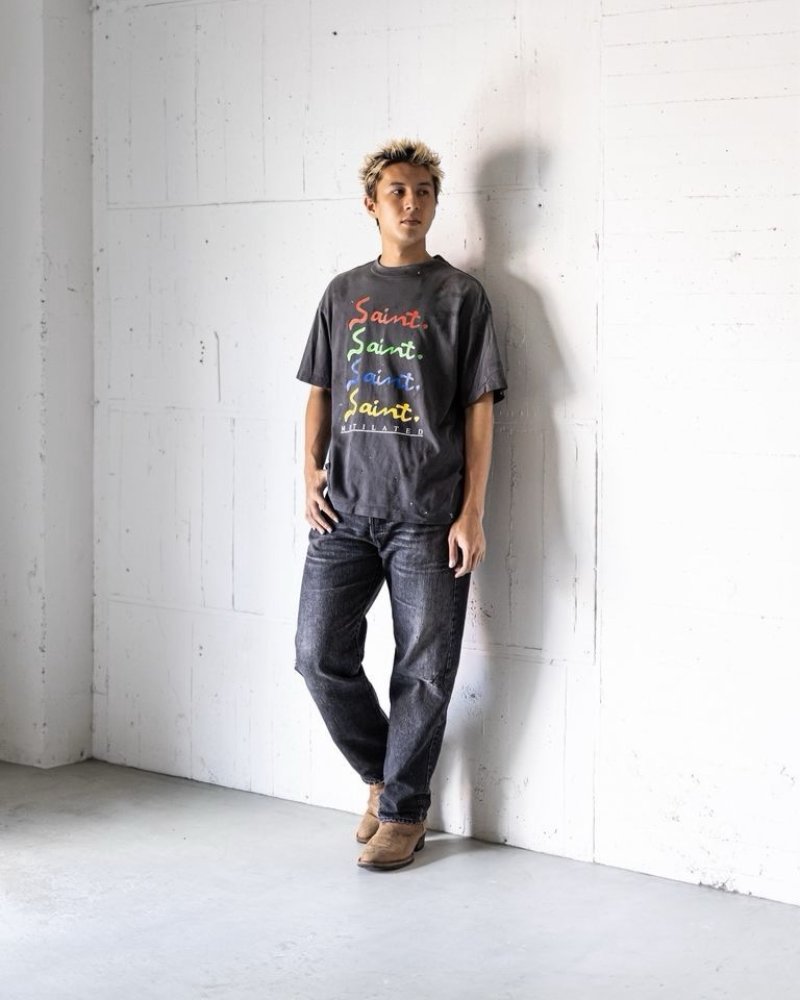 Saint Michael Multicolor Signature T-Shirt Black view