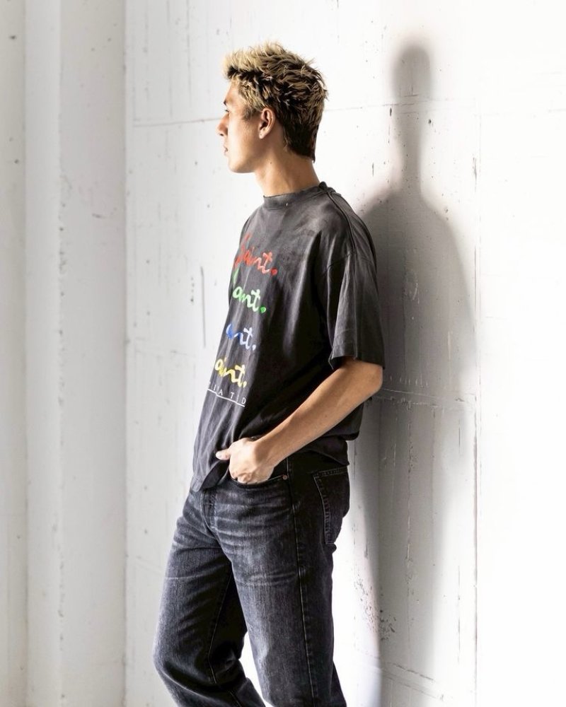 Saint Michael Multicolor Signature T-Shirt Black view