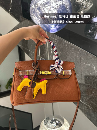 Hermès Platinum Birkin 29cm Cognac Leather Bag