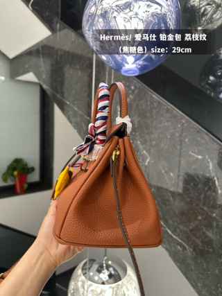 Hermès Platinum Birkin 29cm Cognac Leather Bag view 4