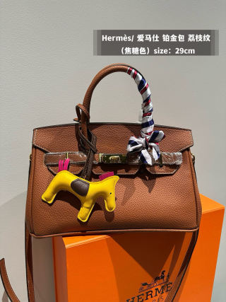 Hermès Platinum Birkin 29cm Cognac Leather Bag view 5