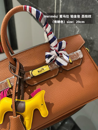 Hermès Platinum Birkin 29cm Cognac Leather Bag view 6