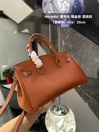Hermès Platinum Birkin 29cm Cognac Leather Bag view 7