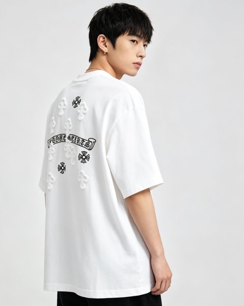 White Short Sleeve T-Shirt with Black Graphic Print view