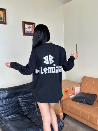 Balenciaga Black Logo Long Sleeve T-Shirt view 2