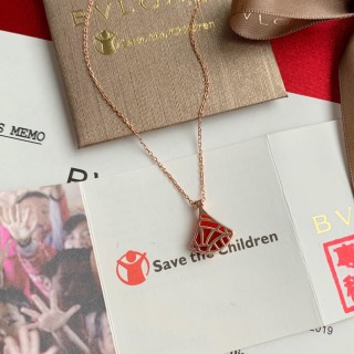 Bulgari Red Dress Pendant Silver Necklace view 4