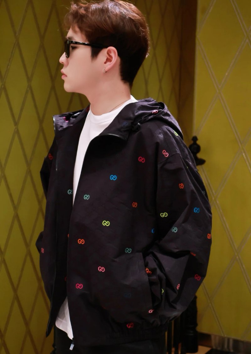 Gucci GG Monogram Black Windbreaker Jacket