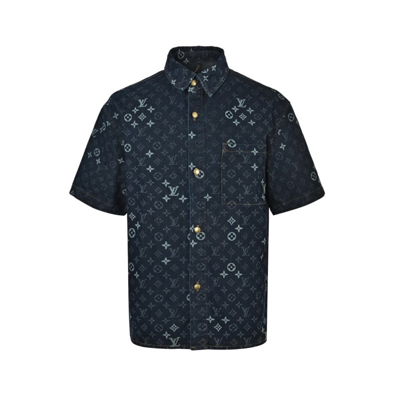 Louis Vuitton Monogram Denim Short Sleeve Shirt Navy view
