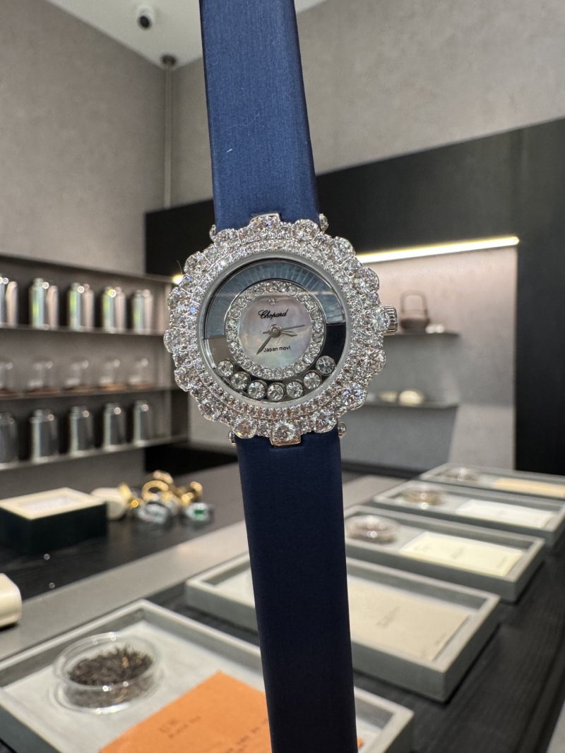 Chopard Happy Diamonds 30mm UA Replica Watch - Navy Canvas