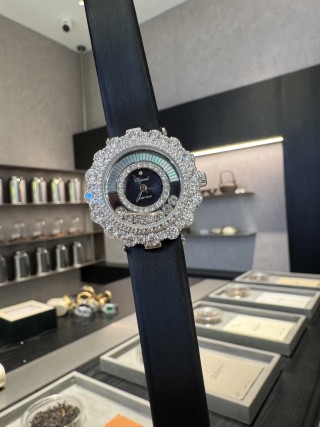 Chopard Happy Diamonds 30mm UA Replica Watch - Navy Canvas view 4