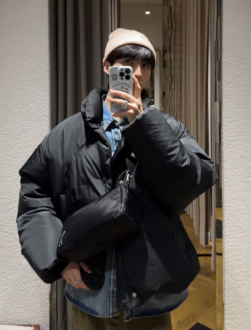 Black Oversized Puffer Down Jacket