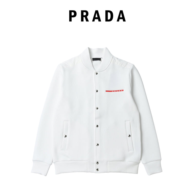 Prada White Logo Bomber Jacket view