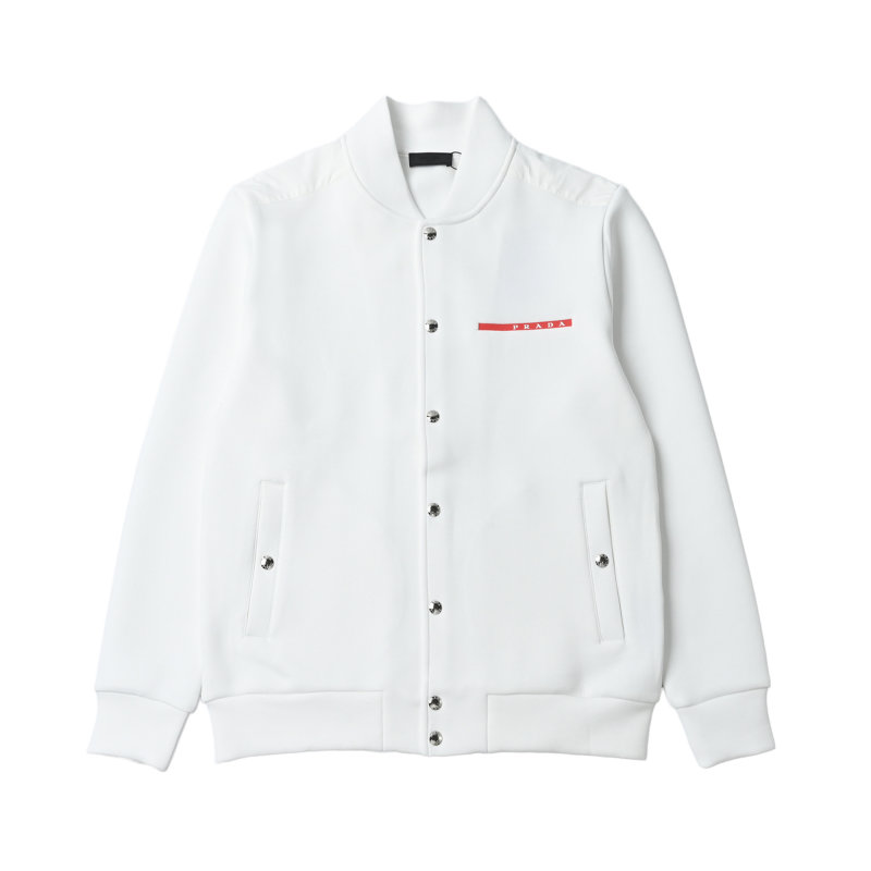 Prada White Logo Bomber Jacket view