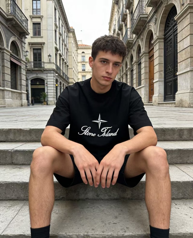 Stone Island Black Logo T-Shirt view