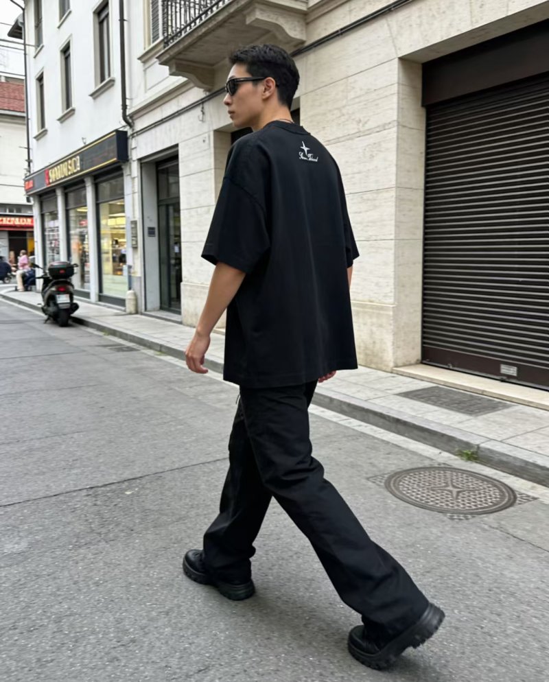 Stone Island Black Logo T-Shirt view