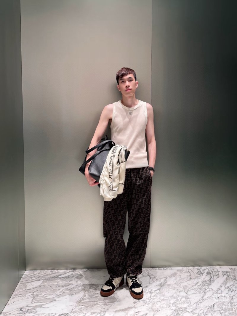 Fendi FF Monogram Brown Wide-Leg Pants view