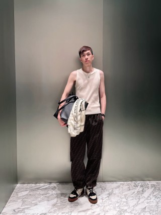 Fendi FF Monogram Brown Wide-Leg Pants view 2