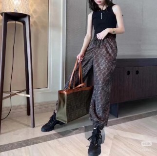 Fendi FF Monogram Brown Wide-Leg Pants view 3