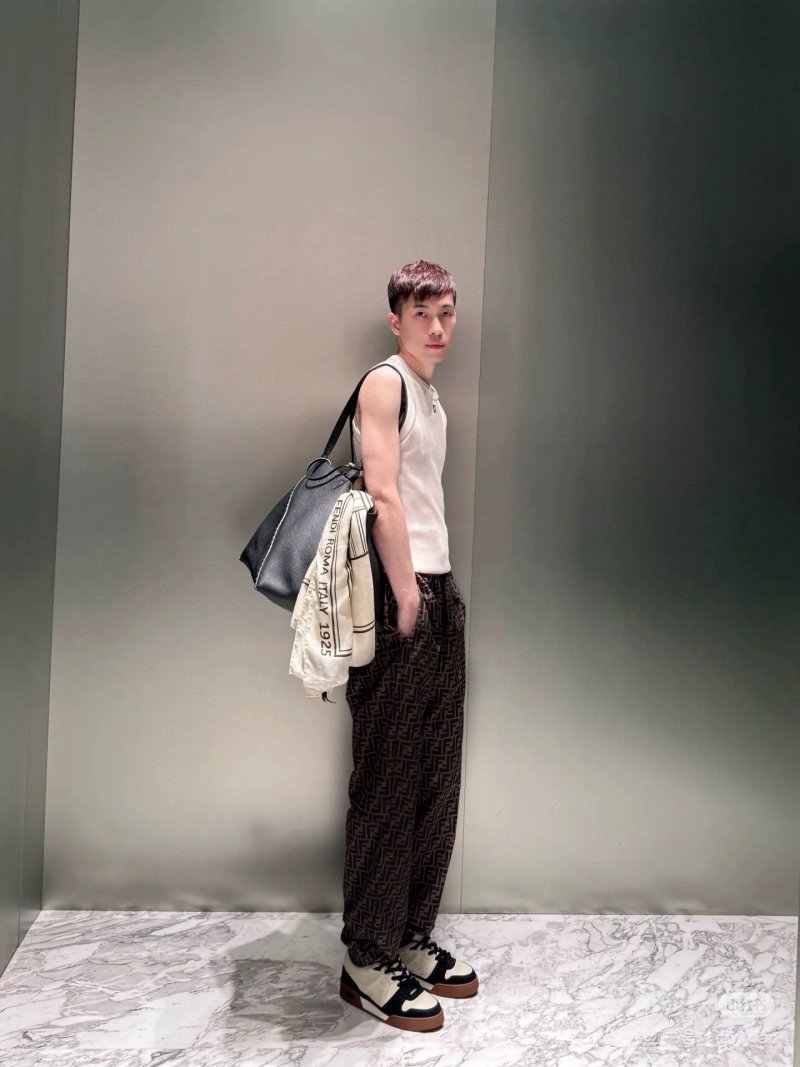 Fendi FF Monogram Brown Wide-Leg Pants view