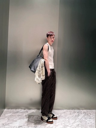 Fendi FF Monogram Brown Wide-Leg Pants view 4