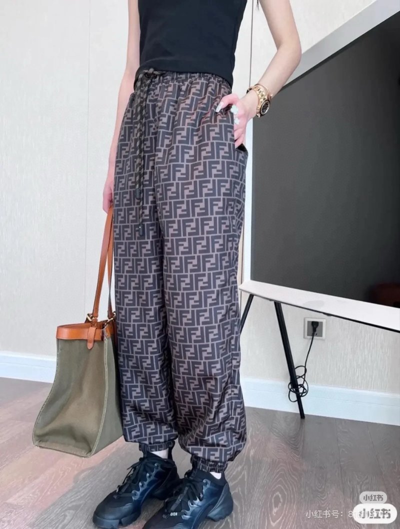 Fendi FF Monogram Brown Wide-Leg Pants view