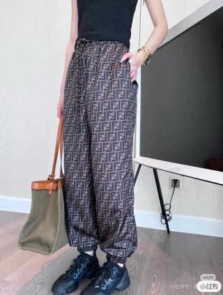 Fendi FF Monogram Brown Wide-Leg Pants view 6