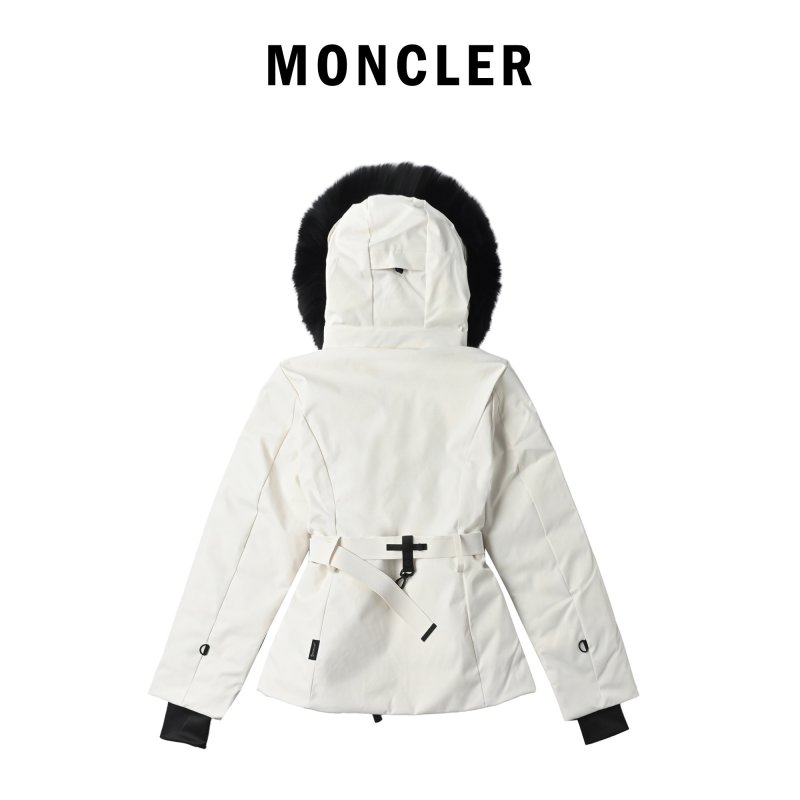 Premium White Down Jacket with Black Fur Hood view