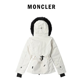Moncler Bauges Hooded Down Jacket with Fur Collar - Cream view 2