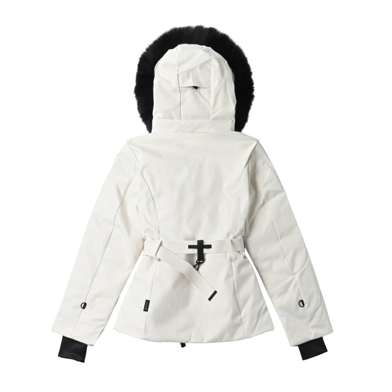 Premium White Down Jacket with Black Fur Hood view