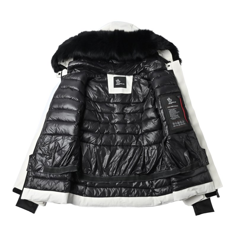 Moncler Bauges Hooded Down Jacket with Fur Collar - Cream view