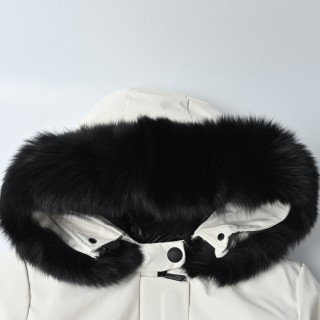 Moncler Bauges Hooded Down Jacket with Fur Collar - Cream view 6