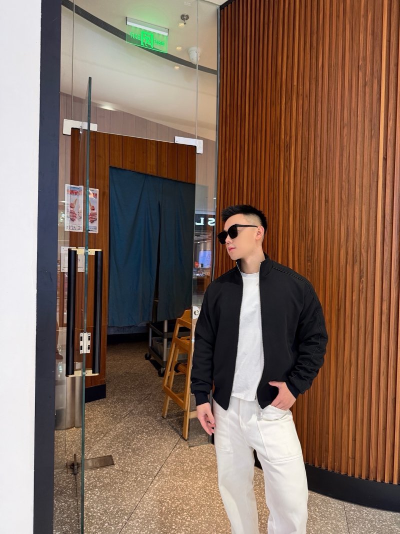 Black Zip-Up Harrington Jacket view