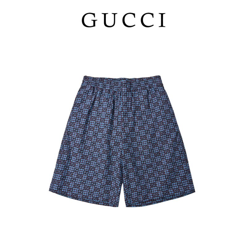 Gucci GG Monogram Blue Checkered Shorts view