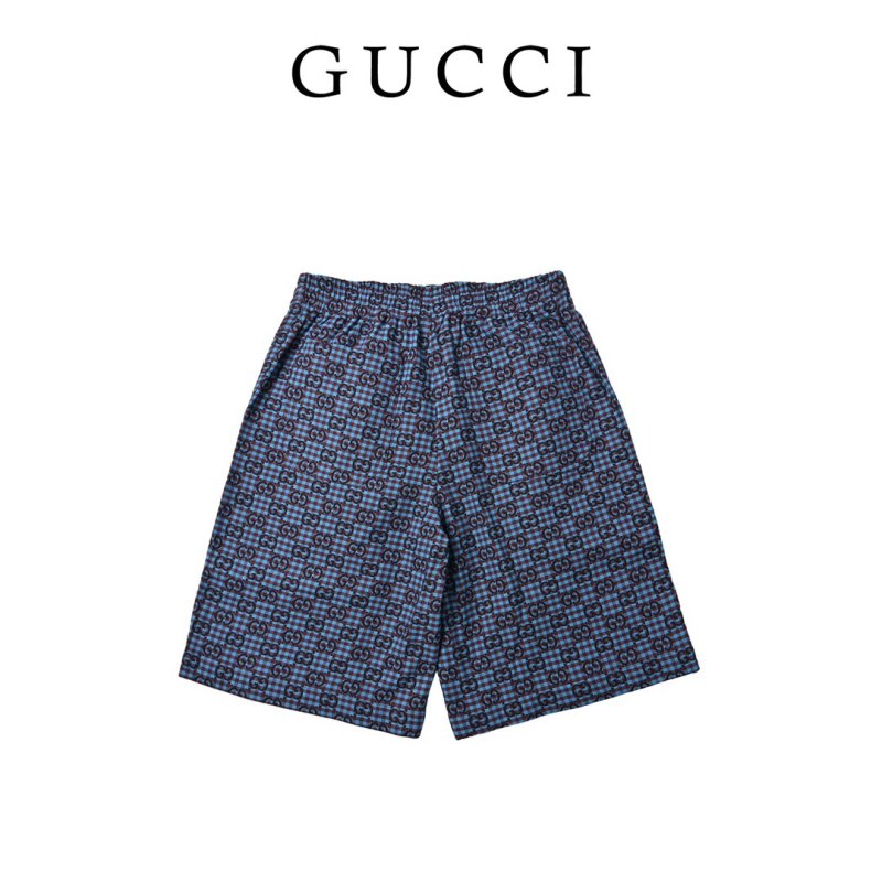 Gucci GG Monogram Blue Checkered Shorts view